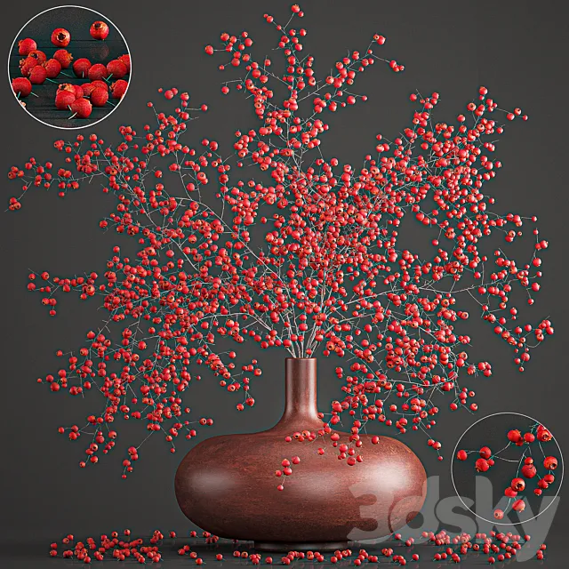 Bouquet 97. Branches. berries. Branches. berries. vase. natural decor. red 3DSMax File