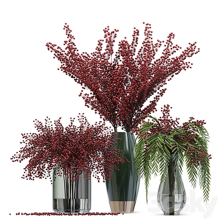 Bouquet berries vases 3DS Max Model