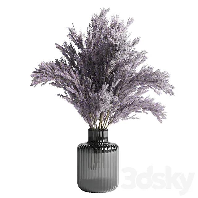 bouquet dry lavender vase glass 3ds Max