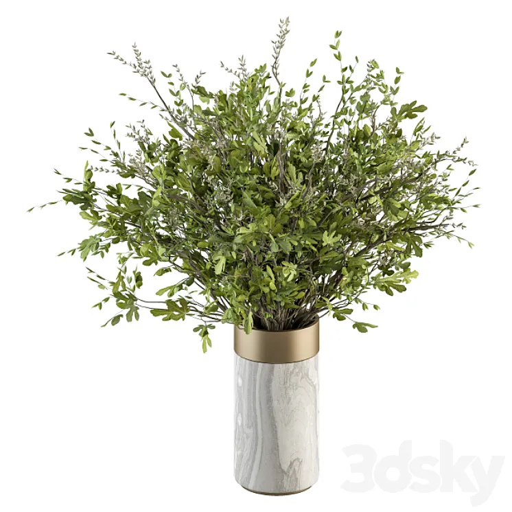 Bouquet – Green Branch in Stone vase 55 3DS Max