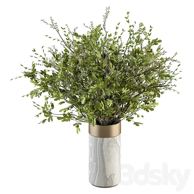 Bouquet – Green Branch in Stone vase 55 3dsMax Model