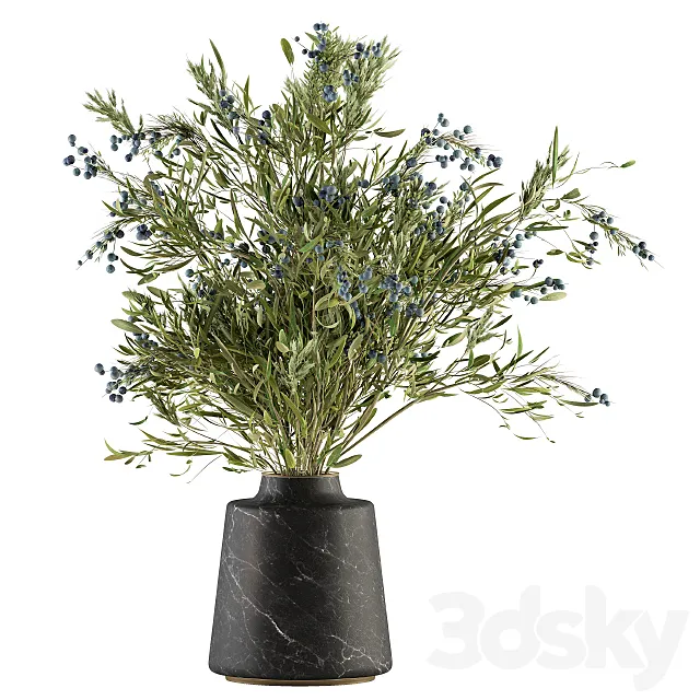 Bouquet – Green Branch in vase 54 3DSMax File