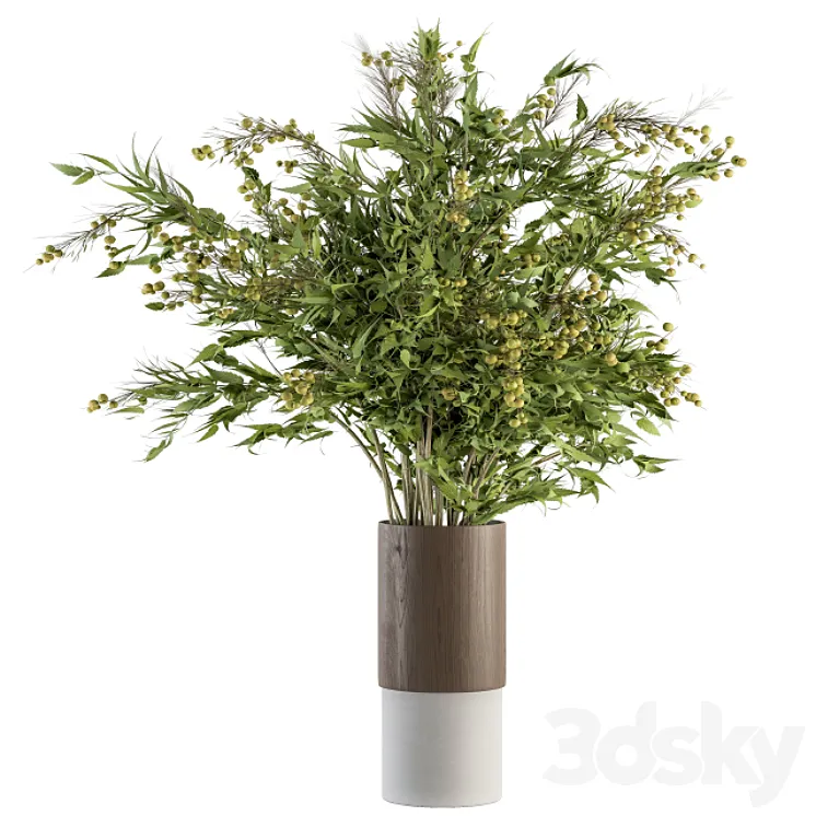 Bouquet – Green Branch in vase 58 3DS Max