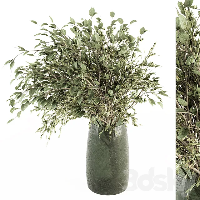 Bouquet – Green Branch in vase 59 3DSMax File