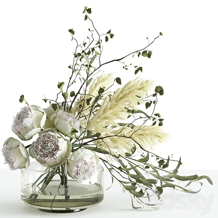 Bouquet in a glass vase 3DS Max