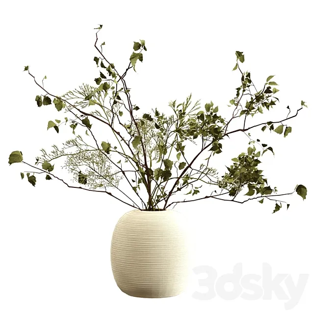 Bouquet of branches in a clay vase 3DS Max Model