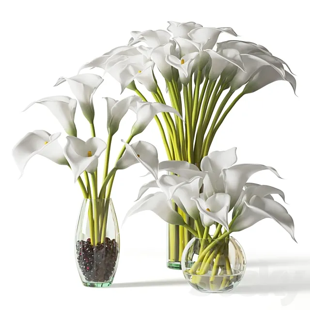 Bouquet of calla lilies in a glass vase 3dsMax Model