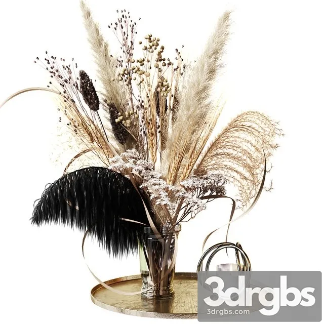 Bouquet of Dried Flowers with a Black Feather 3dsmax Download