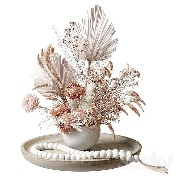 Bouquet of dried flowers with chrysanthemums 34 3DS Max