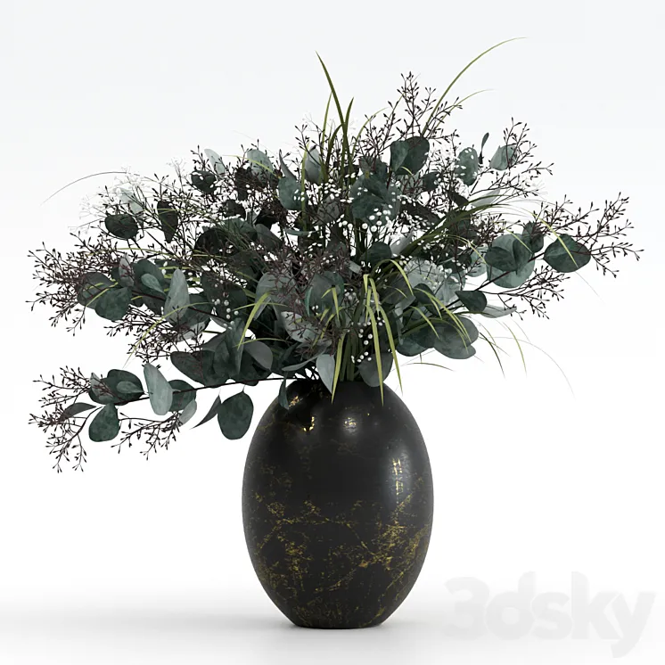 Bouquet of eucalyptus with grass 3DS Max