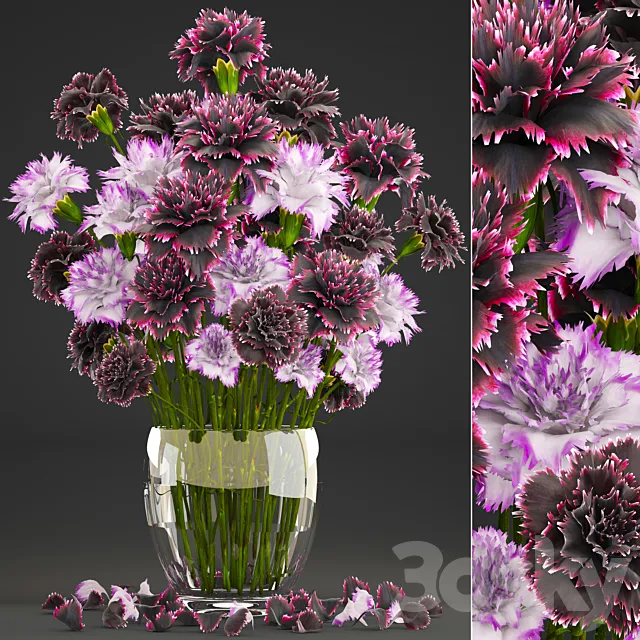 Bouquet of flowers 11. Carnation vase decor spring flowers 3DS Max Model