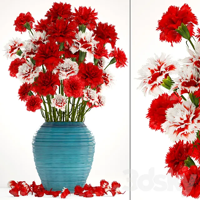 Bouquet of flowers 13. Carnation vase red flowers decor 3DS Max Model