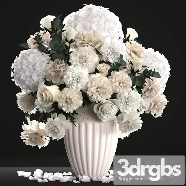 Bouquet of flowers 62. white hydrangea, vase, peonies, eucalyptus, carnation, luxury decor, table decoration