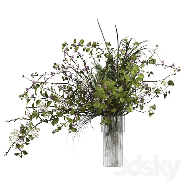 Bouquet of grass flowers and branches 3ds Max