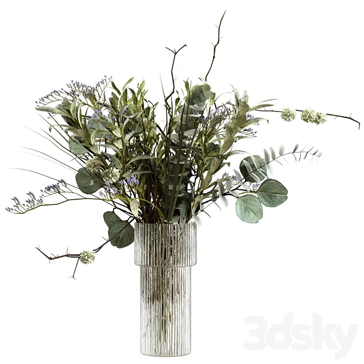 Bouquet of greenery branches eucalyptus and olive 3DS Max