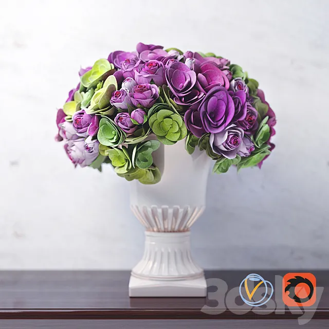 bouquet of hydrangea flowers and roses 3DS Max Model