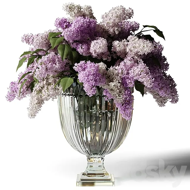 Bouquet of lilacs in a glass vase 3ds Max