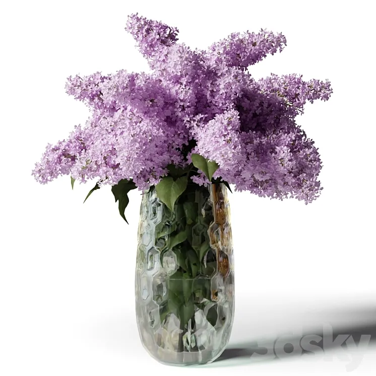 Bouquet of lilacs in a modern tall vase 3DS Max