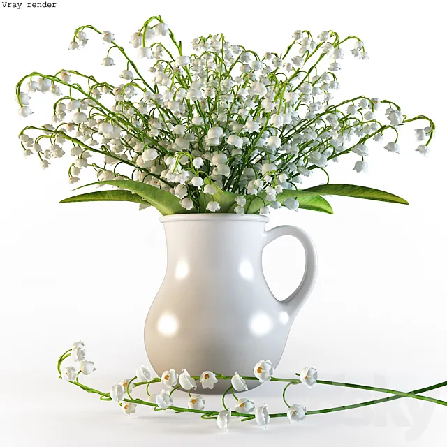 Bouquet of lilies of the valley in a jar 3ds Max