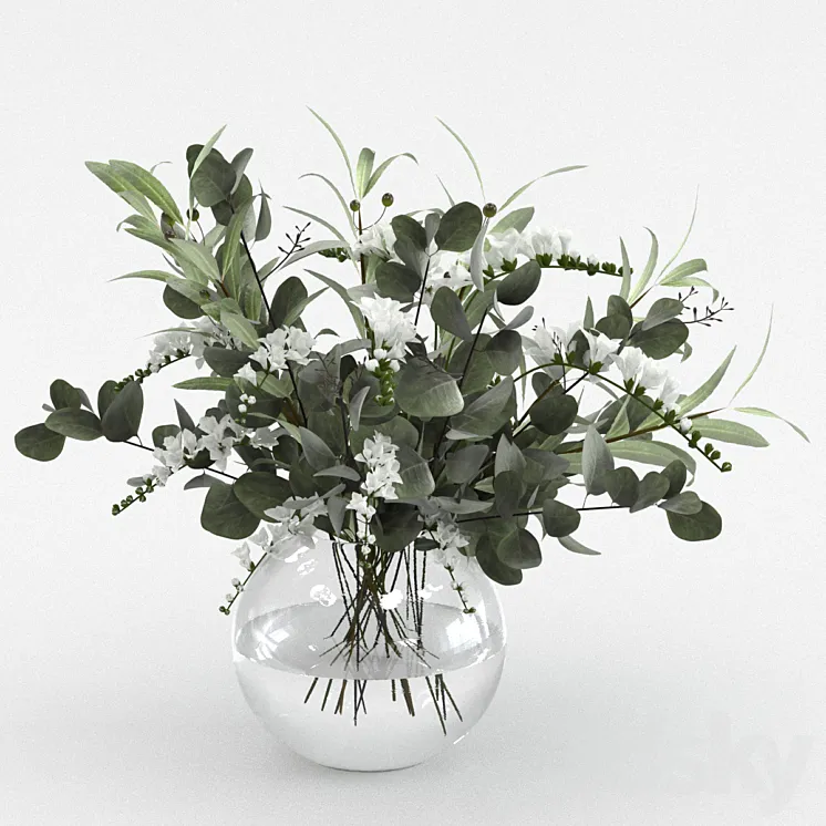Bouquet of olive and eucalyptus branches 3DS Max Model