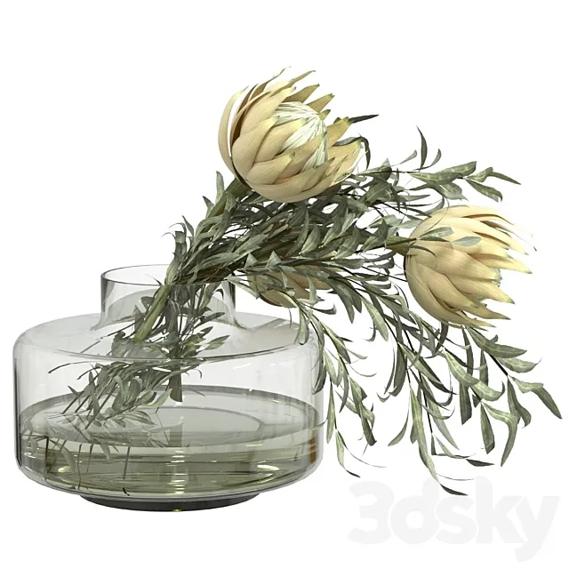 Bouquet of olive and protea branches 3ds Max