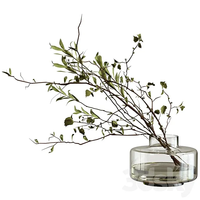 Bouquet of olive branches and wood 3ds Max