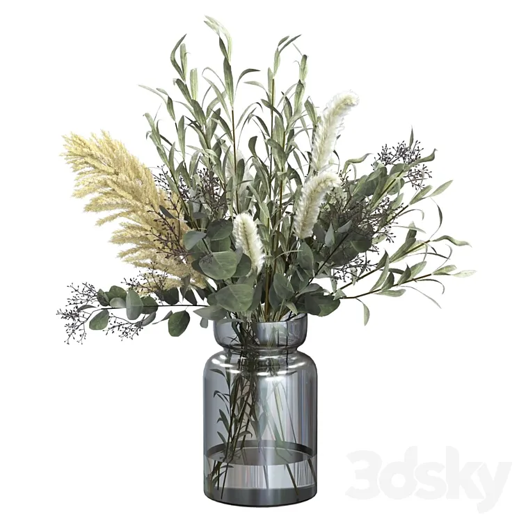 Bouquet of olive with pennisetum and pampas grass 3DS Max