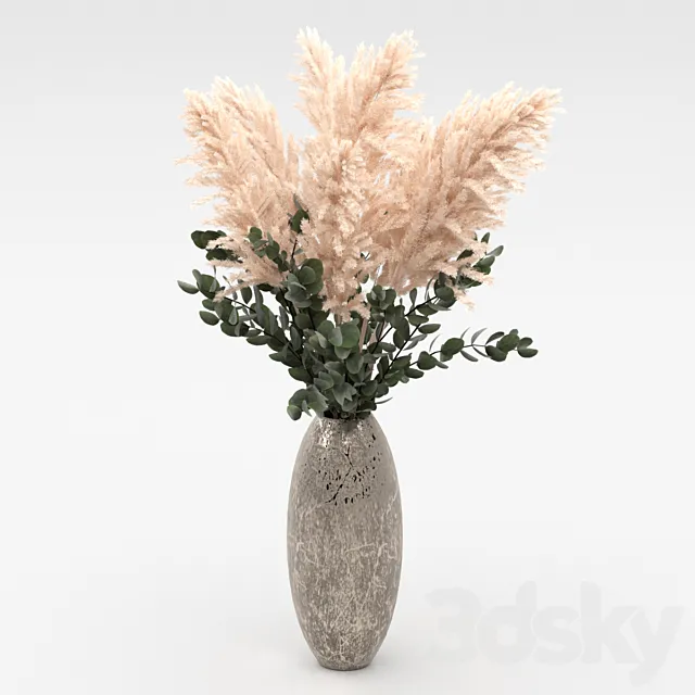 Bouquet of pampas and eucalyptus 3ds Max