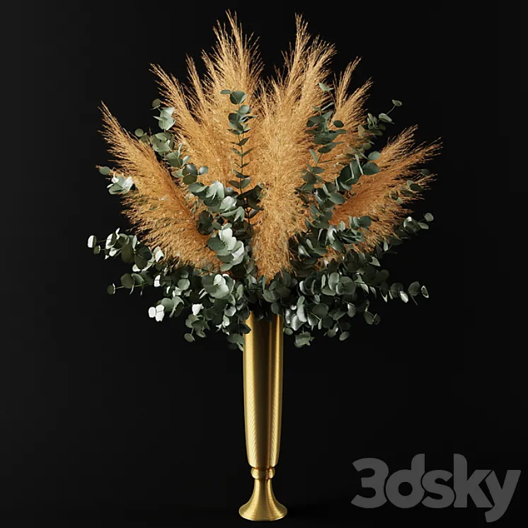 Bouquet of pampas grass and eucalyptus branches 3DS Max