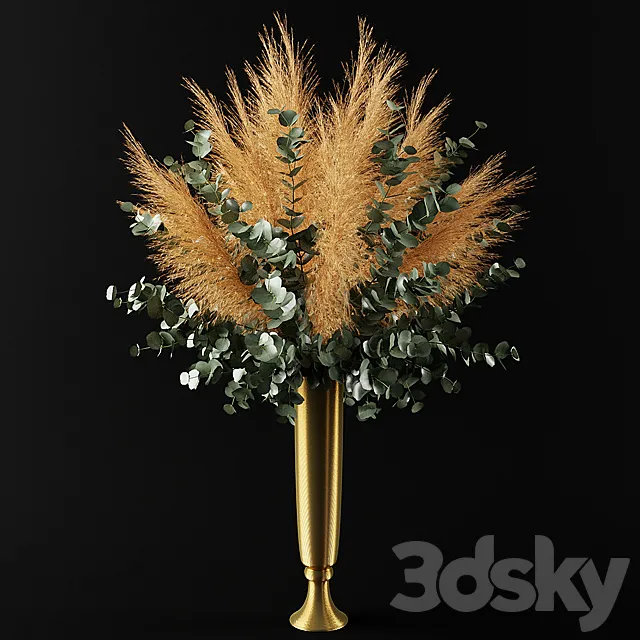 Bouquet of pampas grass and eucalyptus branches 3DSMax File