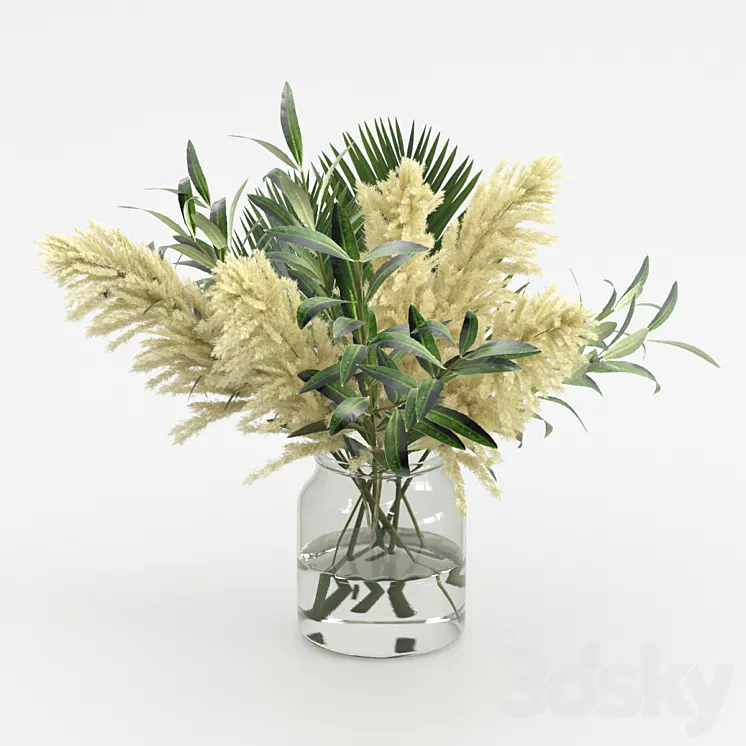 Bouquet of pampas olives and palm leaves 3DS Max