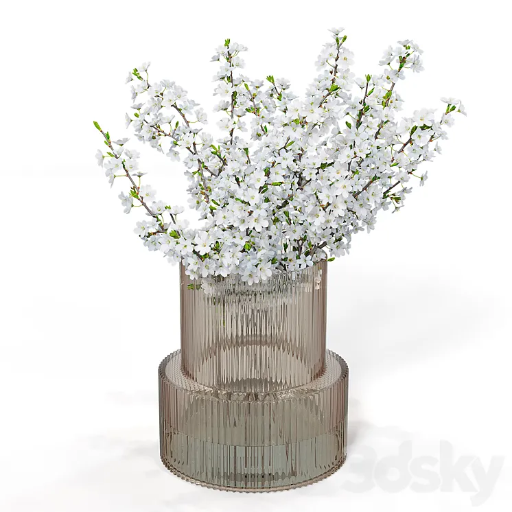 Bouquet of plum blossoms in a vase H&M 3DS Max Model