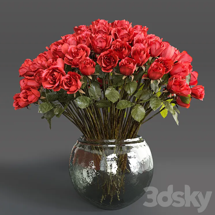 Bouquet of red roses 3DS Max