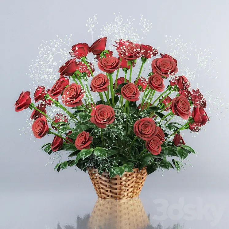 Bouquet of red roses 3DS Max