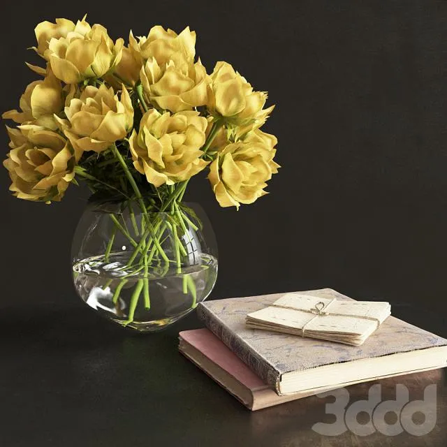 Bouquet of roses and books 3dsMax Model