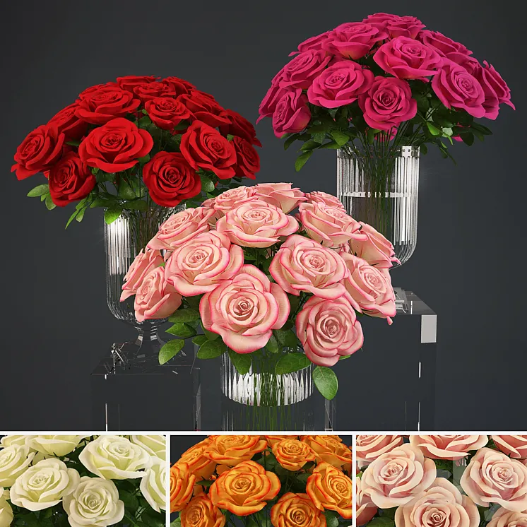 Bouquet of roses in a vase Ralph Lauren 3DS Max