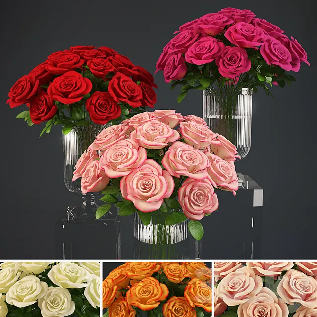 Bouquet of roses in a vase Ralph Lauren 3DSMax File
