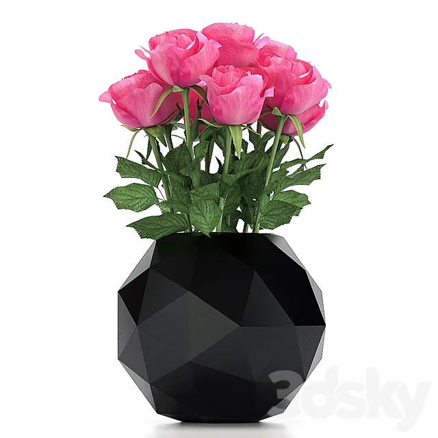 Bouquet of roses in vaze2 3ds Max