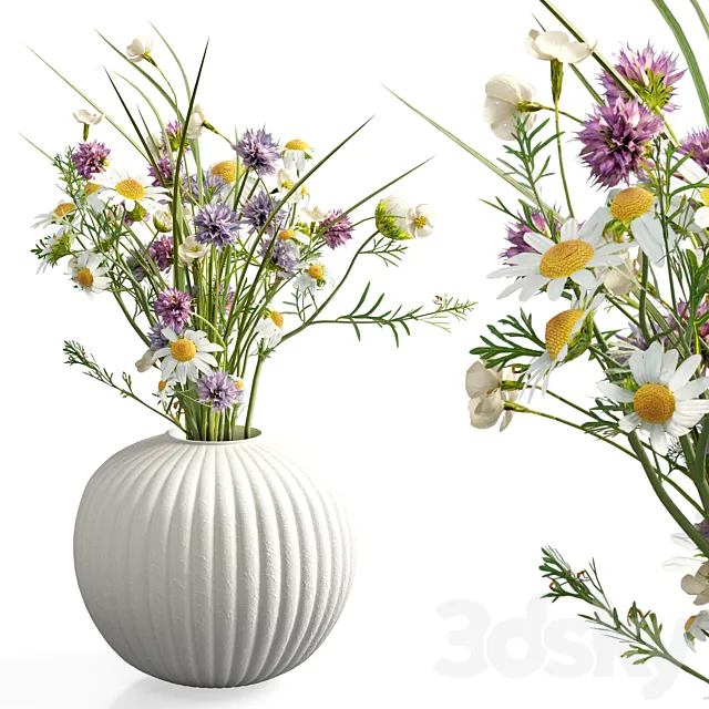 Bouquet of summer wildflowers in a round vase 3dsMax Model