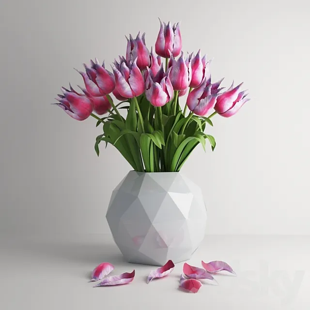 Bouquet of tulips in a vase 3ds Max