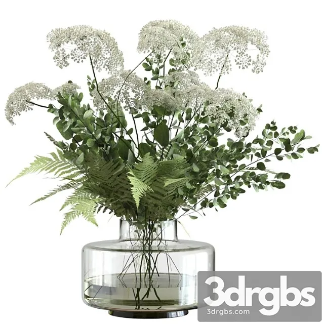 Bouquet of umbrella flowers with greenery and fern