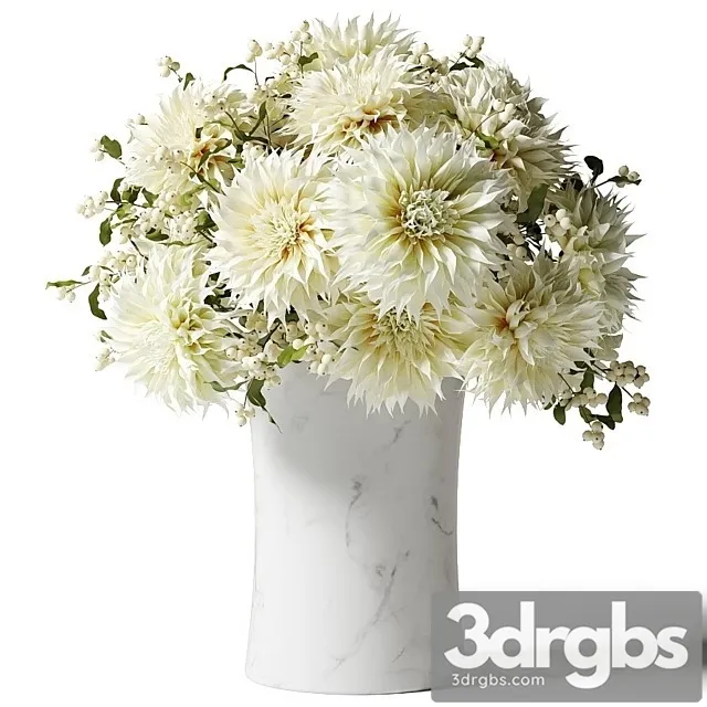 Bouquet of White Chrysanthemums with Snowberry Twigs 3dsmax Download
