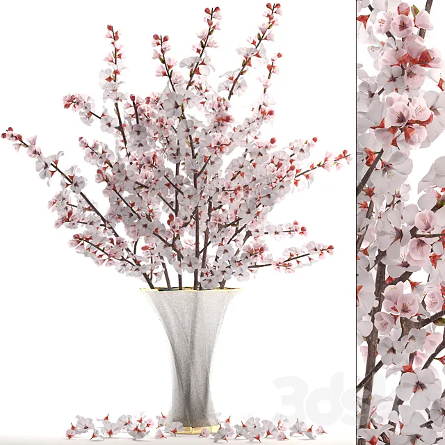 Bouquet of white flowers 24.Bouquet of cherry blossoms sakura branches vase decor white 3DS Max Model