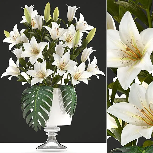 Bouquet of white flowers 51 3dsMax Model