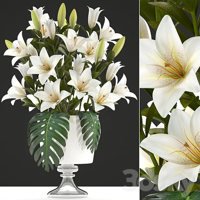 Bouquet of white flowers 51. Bouquet of Lilies. flower. lily. vase. decor 3DSMax File