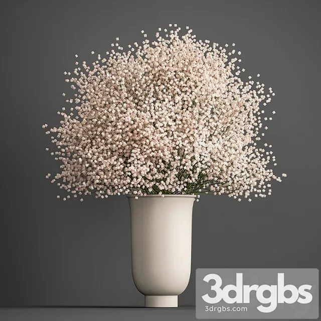 Bouquet of White Flowers in a Vase With Gypsophila Gibsolubka Kachim 201 3dsmax Download