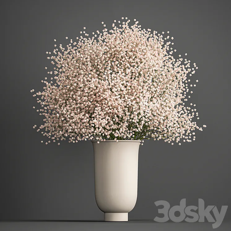 Bouquet of white flowers in a vase with Gypsophila Gibsolyubka Kachim. 201. 3DS Max