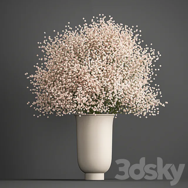 Bouquet of white flowers in a vase with Gypsophila Gibsolyubka Kachim. 201. 3dsMax Model