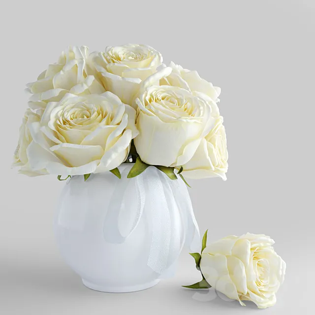 Bouquet of white roses 3DSMax File