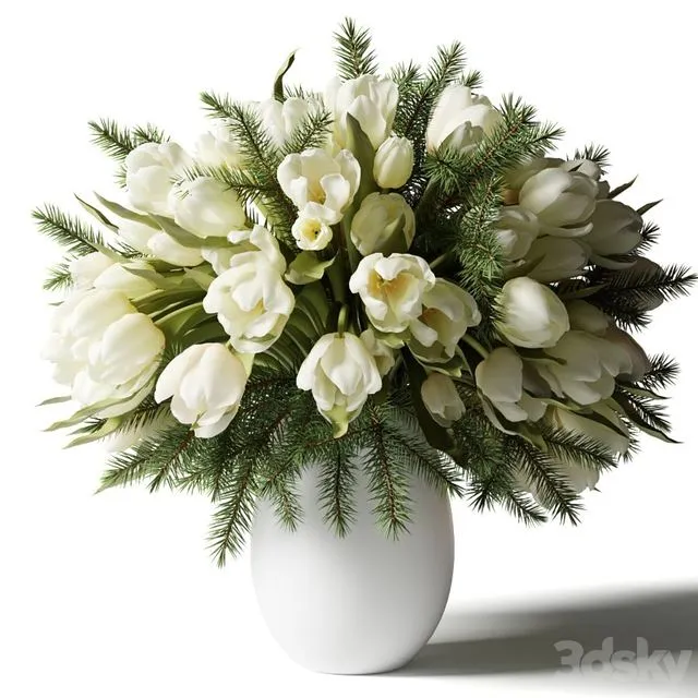 Bouquet of white tulips 3dsMax Model